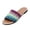 Blue, variant on Women's Rainbow Woven Slide Sandals, Colorful Flat Slippers, Boho Flat Mules, Women's Rainbow Gradient Woven Slide Sandals, Open Toe Flat Slippers for Summer, Daily, Blue 6