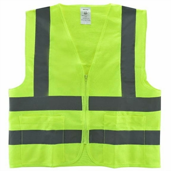 small /neiko high visibility neon yellow zipper front safety vest with 2 side pockets, asin/isea standard