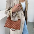 thumbnail image 2 of Patrón de celosía de moda Bolso de hombro de PU para mujer Totes de cadena portátiles (marrón) Likrtyny Para estrenar, 2 of 9