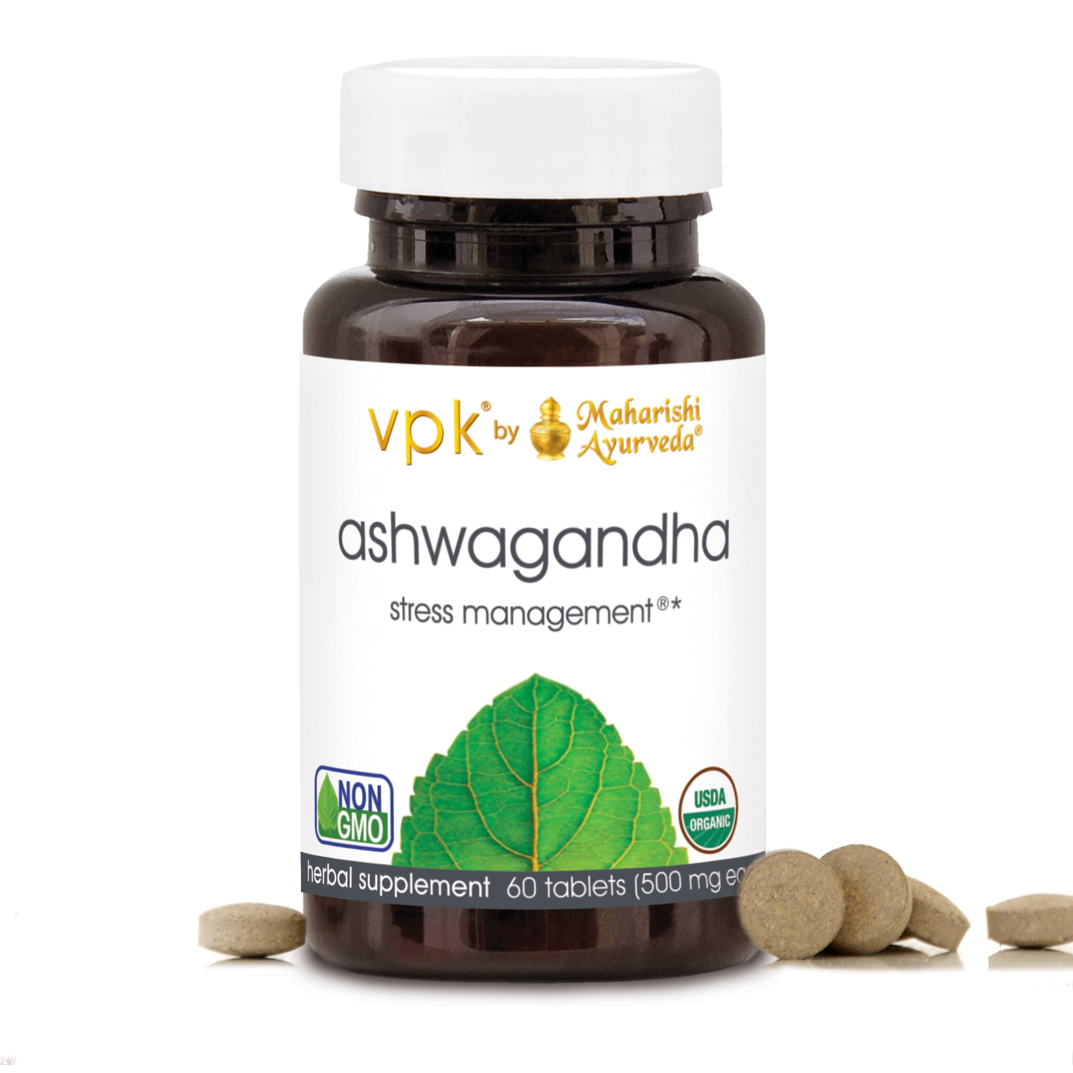 Maharishi Ayurveda Organic Ashwagandha | Natural Tension & Stress Relief Supplement | 60 Herbal Tablets - 500 mg