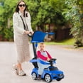 thumbnail image 4 of Gymax 3-in-1 Toddler Push Car w/Adjustable Canopy Under Seat Storage Realistic Sounds Navy, 4 of 10
