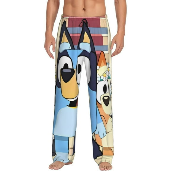 Silaia Bluey Print Mens Pajama Pants,Sleep & Lounge Pants, Men's Pajama Bottoms,PJ Bottoms with Pockets and Drawstring/Elastic Waist-
