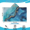 thumbnail image 2 of Blue Gold Marble Pattern Hooded Bath Towel，60"x35" for Ages 3 To 12 Kids, Quick Dry Lightweight Soft Microfiber Hood Beach Towel Cover Up for Kids, 2 of 7