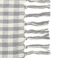 thumbnail image 3 of 50" x 60" Light Gray & Natural Gingham Check Accent Throw Blanket w/ Fringe Tassels, 3 of 6