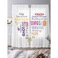 thumbnail image 3 of Love Peace Sheer Curtains 84 Inch Length 2 Panels for Living Room, Colorful Inspirational Quotes with Love Heart Voile Kitchen Curtain Set, Luxury Privacy Drapes Window Treatment for Bedroom, 3 of 7