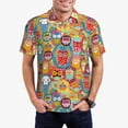 thumbnail image 1 of Lsque Boho Cute Owls Pattern Golf Shirts for Men Dry Fit Print Moisture Wicking Performance Short Sleeve Polo Shirt-3X-Large, 1 of 6