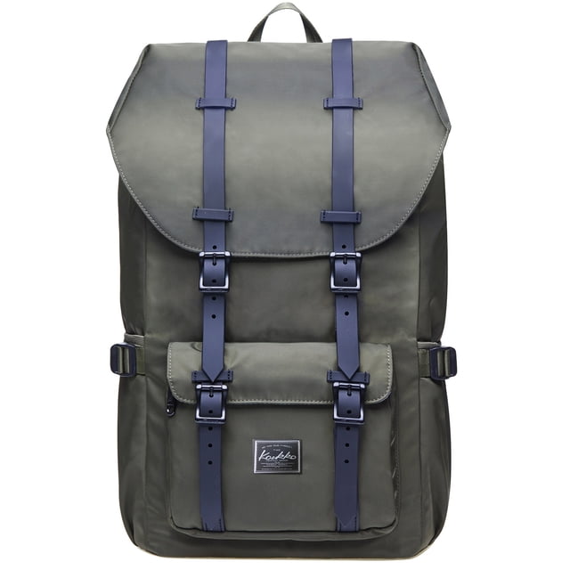 Mochila de viaje escolar KAUKKO para universidad flexible con portátil para 15 ", 22L (Nylon/ Negro) KAUKKO EP5-3-armygreen