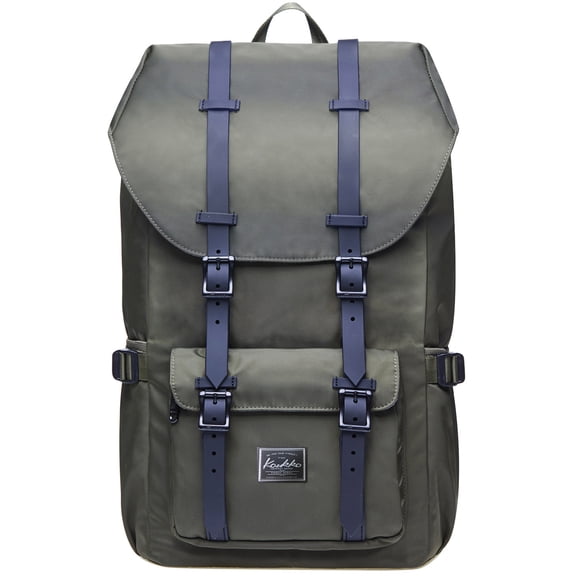Mochila de viaje escolar KAUKKO para universidad flexible con portátil para 15 ", 22L (Nylon/ Negro) KAUKKO EP5-3-armygreen