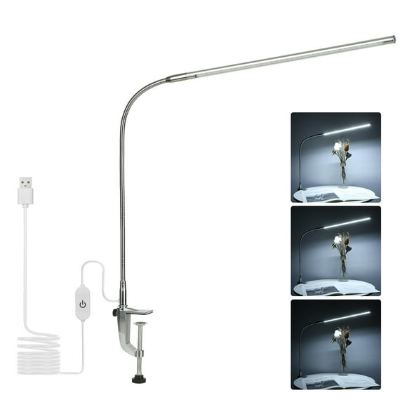Lamp USB Clip-on Desk Lamp White Lighting Touching Control Dimmable LEDs Reading Light Flexible Lighting Angle for Bed Headboard Office Workbench