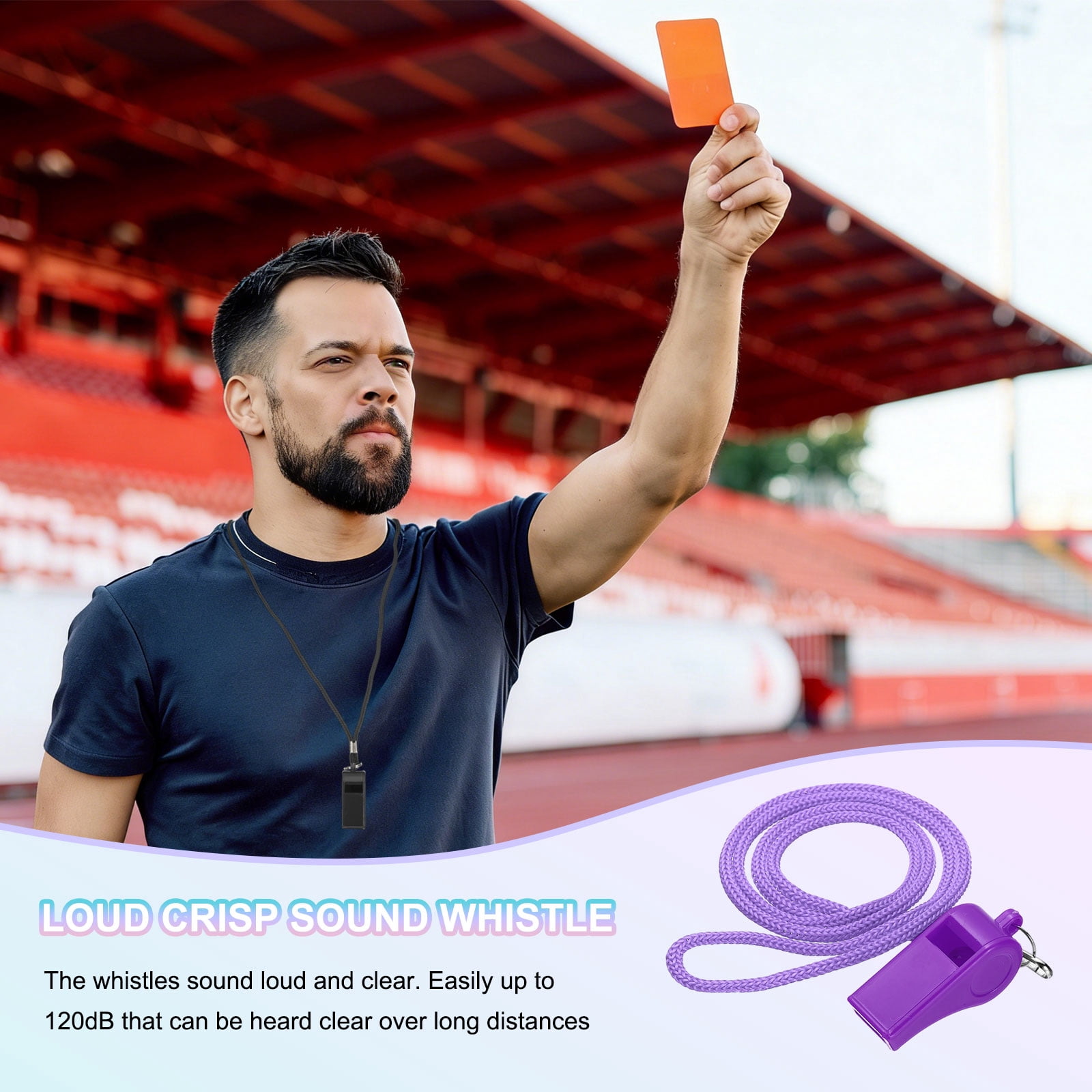 Uxcell Plastic Whistles with Lanyard, Training Sports Gather Whistles Loud Crisp Sound Colorful Bulk Whistle 20 Pcs & Purple -Fitting for (Coaches/Referee/Outsides/Team Events)