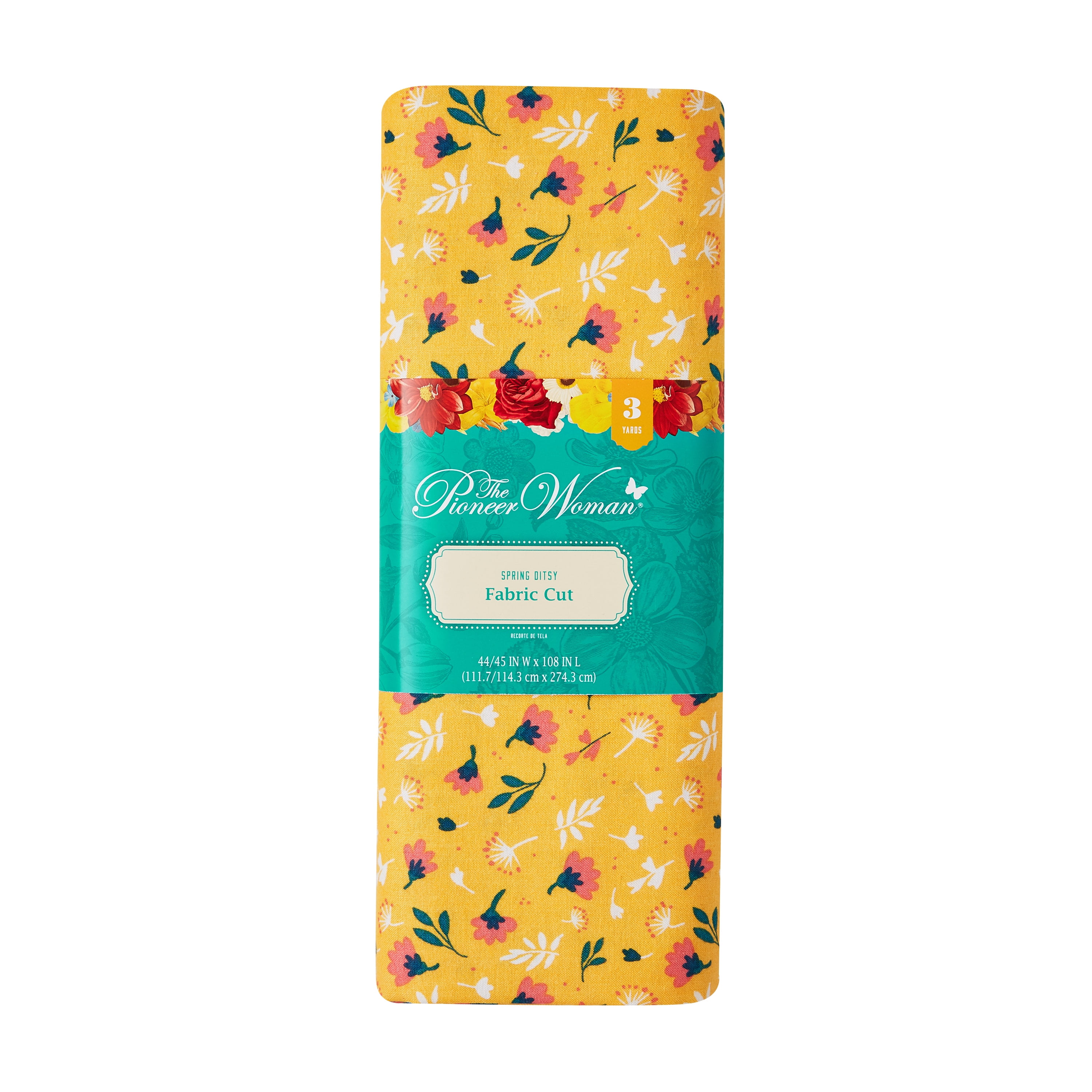 The Pioneer Woman 44' x 3 Yard Cotton Spring Ditsy Fabric, Yellow, Pink, Blue