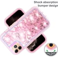 thumbnail image 5 of Phone Case for iPhone 11 Pro Max 6.5 with Screen Protector Bling Liquid Glitter Clear Hybrid TPU Silicone Military Grade Protective Cell Cover iPhone11 11pro Promax i XI Plus Women Girls Pink, 5 of 9