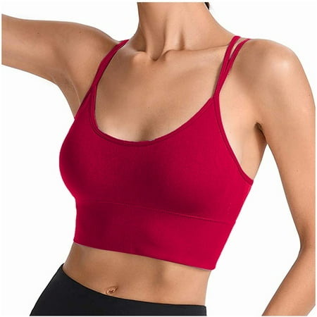 

Himiway Lightning Deals Of Today Women S Solid Color Rimless Sports Bra Cross Sports Vest Yoga Underwear Top Workout Sets for Women Workout Tops for Women Red Xxl