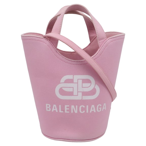 Pre-Owned Balenciaga Wave XS Bucket Bag in Pink Canvas