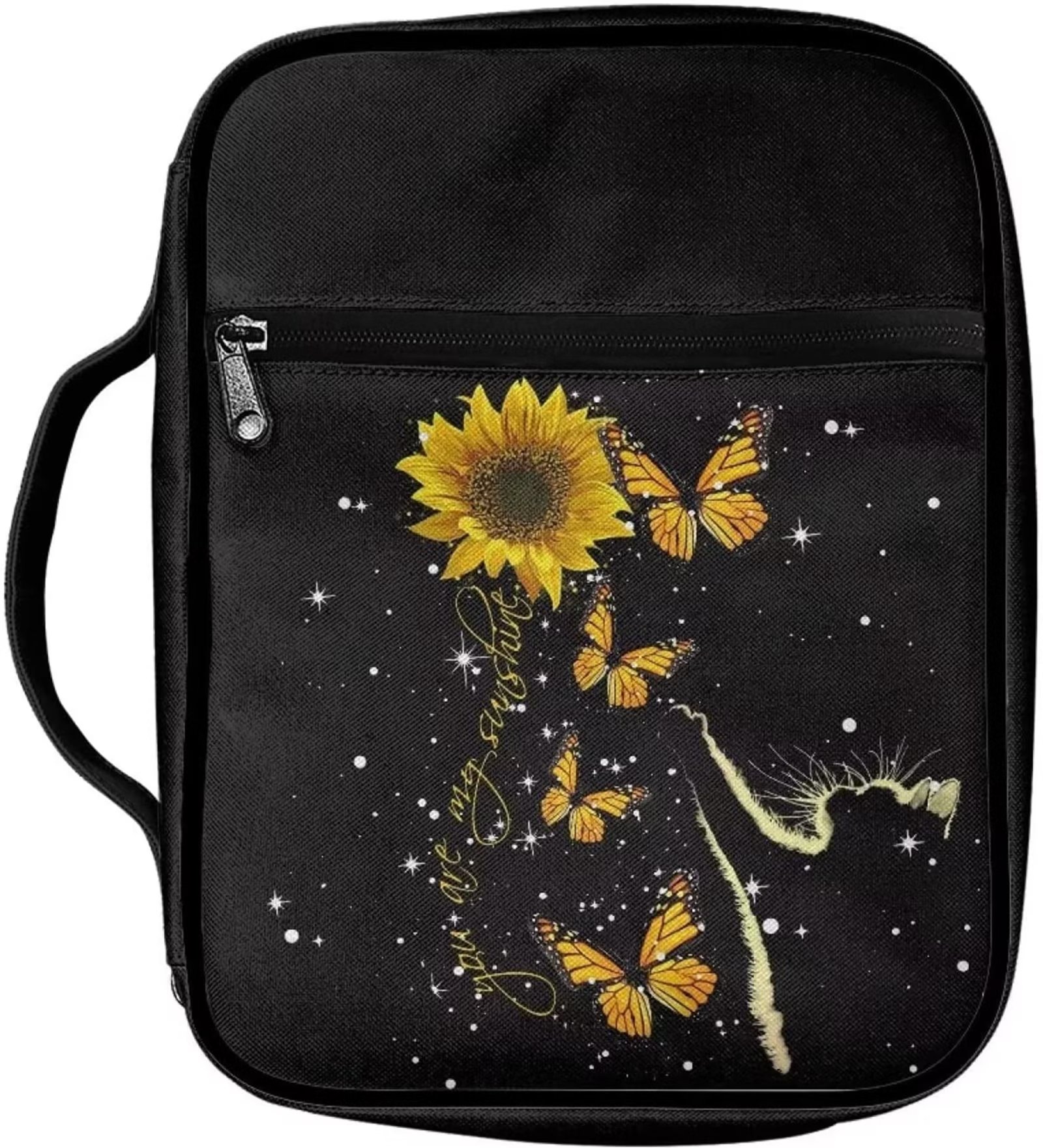 FKELYI Sunflower and Butterfly Bible Bag Durable Bible Cover for Bible