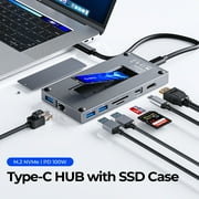 ORICO 9 in 1 USB-C Hub with M.2 NVMe SSD Enclosure, 4K USB C Docking Station Laptop Docking Station for Laptop and MacBook PD100W HDMI SD/TF Card Reader(No SSD)