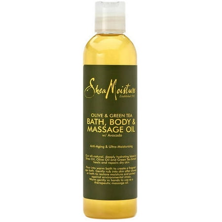 SheaMoisture Olive & Green Tea Massage Oil, 8 oz (Best Natural Oil For Body Massage)