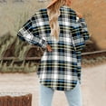 thumbnail image 2 of Patlollav Womens Plaid Color Block Jacket Buttons Down Collar Shirts Loose Plus Size Flannel Jacket, 2 of 6