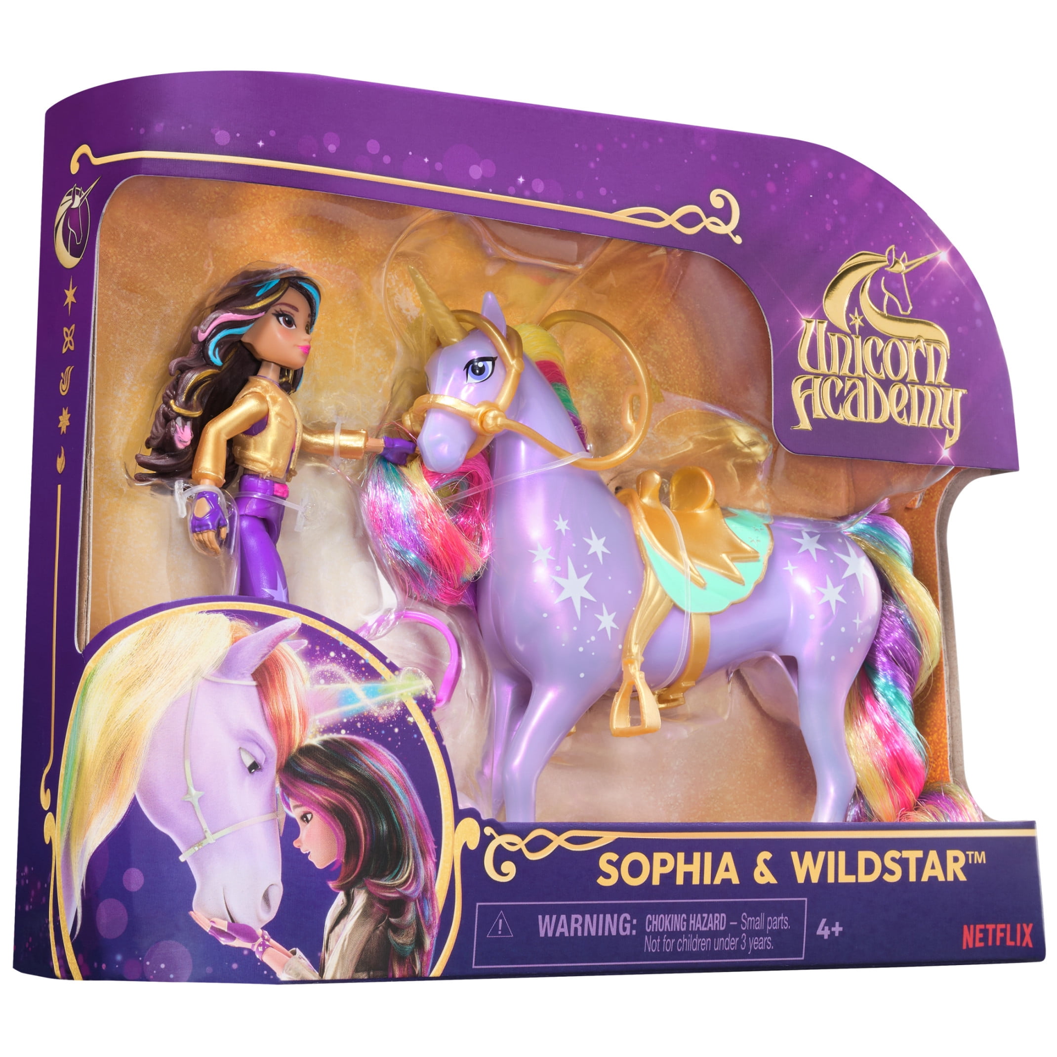 Unicorn Academy, Sophia & Wildstar with 2 Riding Accessories, Toys for Girls Ages 4+
