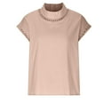 thumbnail image 4 of Ohufall Womens Tops Clearance! Womens Spring And Summer Solid Cut Out Top Casual High Neck Linen Lace Breathable T-Shirt Blouse, 4 of 6
