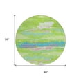 thumbnail image 3 of HomeRoots 612517 8 ft. Lime Green & Sky Blue Round Abstract Washable Indoor & Outdoor Area Rug, 3 of 5