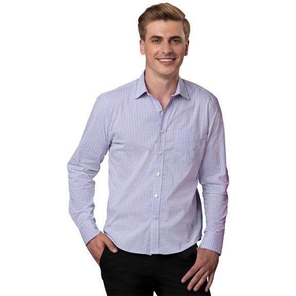 BlueGeneration Men'S L/S Untucked Plaid No Pocket Blue Medium Solid