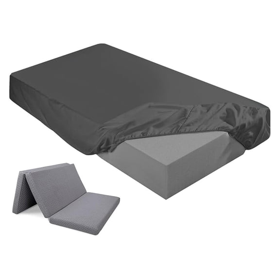Twin Fitted Sheet for Trifold Mattress - Microfiber Bedsheet for Camping, RV, Bunk Beds - Dark Gray (75x38x7 Inch)