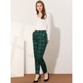 thumbnail image 2 of Allegra K Pantalones A Cuadros De Tartán Vintage Para Mujer Pantalones Largos Rectos De Cintura Elástica Verde 12, 2 of 5