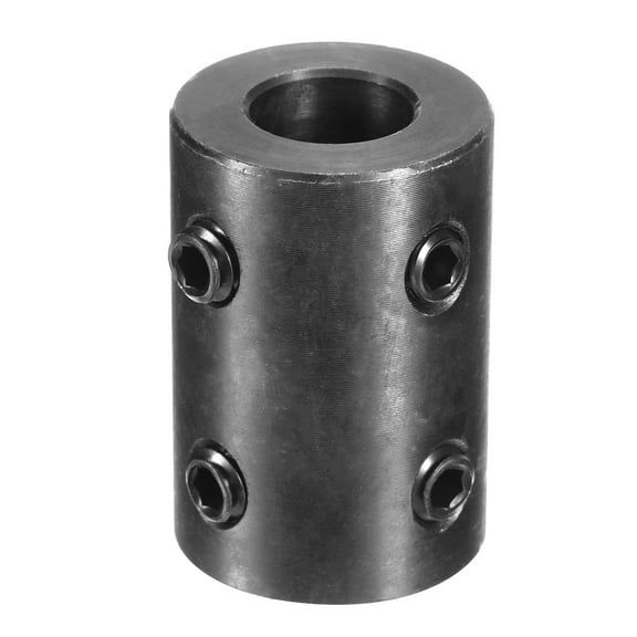 Shaft Coupling 1/2" Bore, 1" OD, 1-1/2" Length, Black Oxide Plated Steel Rigid Coupling, (4 Set Screws)