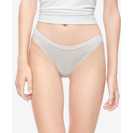 Calvin Klein Womens One Cotton Singles Thong Underwear,Snow Heather,Medium