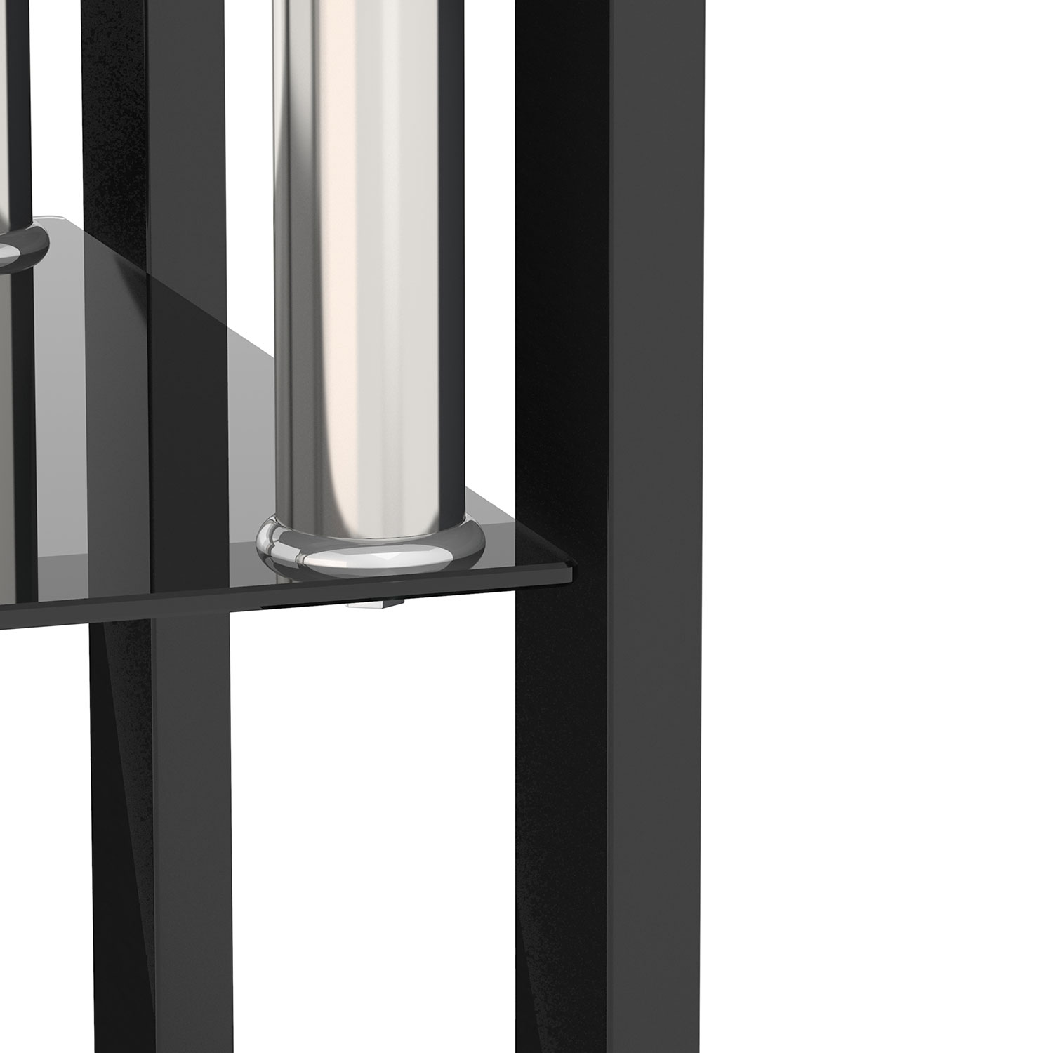 Royard Oaktree End Table Set of 2, Square Tempered Glass Side Table with Shelf and Metal Legs, Black