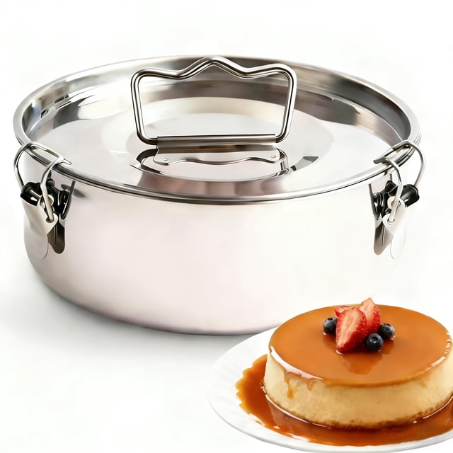 Molde para flan BSDLZCH de acero inoxidable de 21 cm con tapa