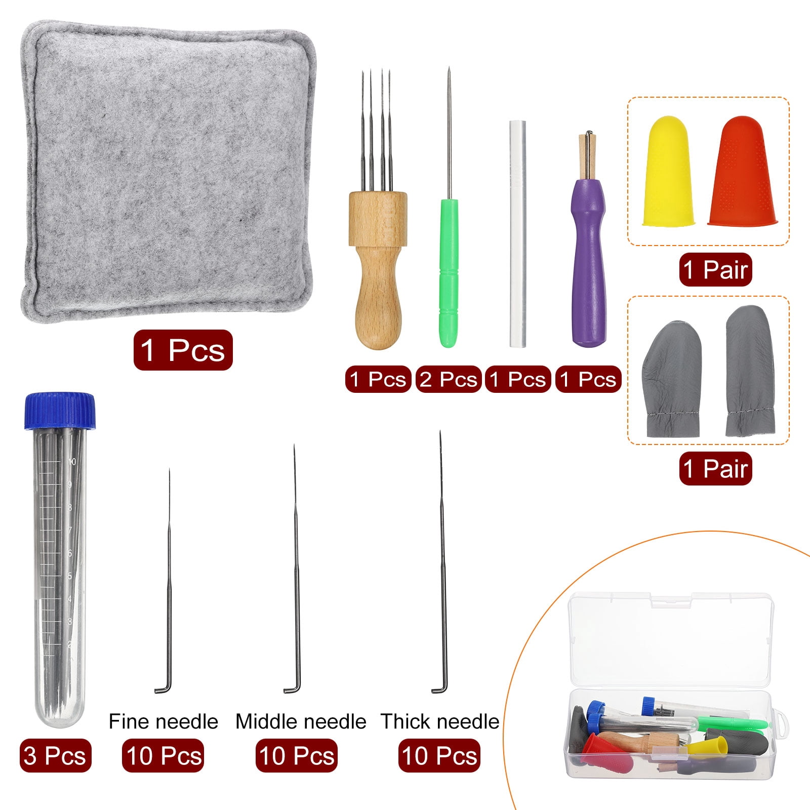 Needle Felting Kit, Wool Felting Needle Tool Holder, Needle Felting Supplies 3 Size 30pcs Felting Needles