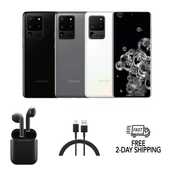 Pre-Owned Samsung Galaxy S20 Ultra 5G G988U (Fully Unlocked) 128GB Cosmic Black w/ Wireless Earbuds