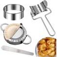 thumbnail image 1 of Dumpling Machine, Dumpling Machine Stainless Steel Dumpling Mould Dumpling Mould Set Wonton Pie Pastry Pie DIY Handmade 4 Piece Kitchenware Set for Chinese Wonton Maker Kitchen Accessories (Large), 1 of 5