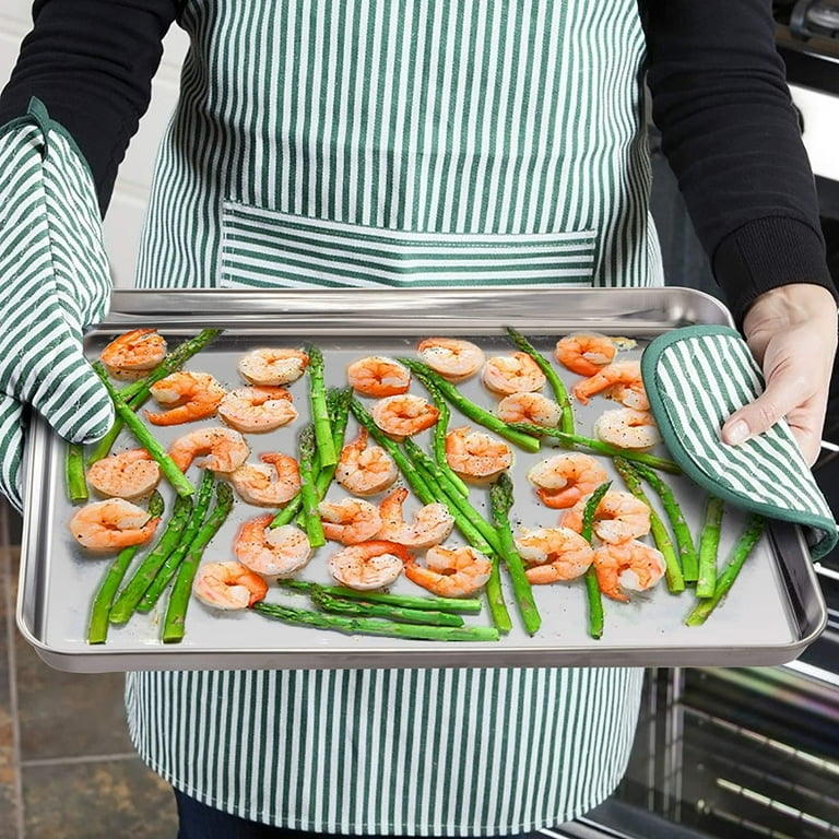 Small Baking Sheet Stainless Steel Cookie Sheet Mini Toaster Oven Tray Pan,  Rectangle Size 10.4 x 8 x 1 inch, Non Toxic & Healthy,Superior Mirror