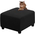 thumbnail image 1 of Ottoman Cover Slipcovers Square Fit Length 13"-44" Footrest, Stool Covers, Ottoman Protector Cover, Footstool Covers with Stretch Thick Checked with Elastic Bottom, Removable Washable(Black,XL(67-84cm, 1 of 7