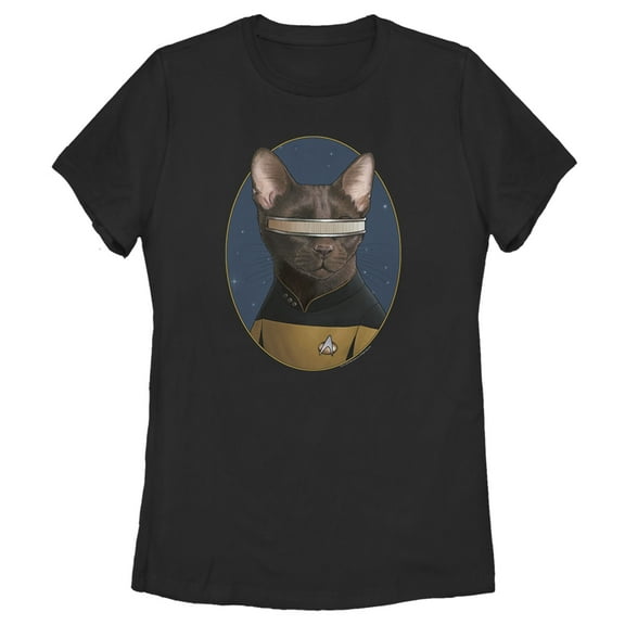 Women's Star Trek: The Next Generation Lieutenant Commander Geordi La Forge Cat  Graphic Tee Black Medium