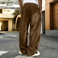 thumbnail image 5 of Men's Corduroy Wide Leg Pants Drawstring Elastic Waist Baggy Loose Fit Casual Lounge Trousers with Pockets, 5 of 5