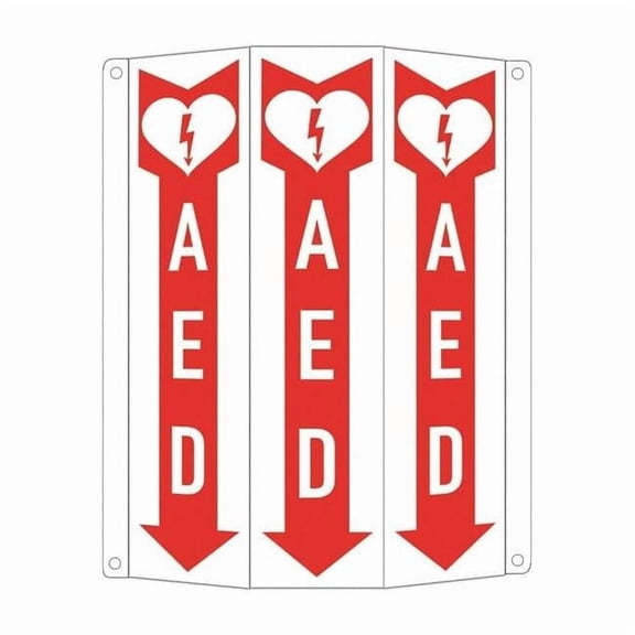 AED (w Sym & Down Arrow), 8 1/4 in W x 12 in H, Tri-Bend, Aluminum, LCTB-0020-NA_2.67x12