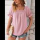 thumbnail image 4 of Tops de Verano para Mujer, Cuello Cuadrado, Elegantes, Informales, con Lunares, Mangas con Volantes, Camisetas Bonitas, Ropa de Moda Rosa S, 4 of 9