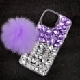 thumbnail image 4 of Compatible with iPhone 14 Bling Case Luxury 3D Sparkle Diamond Crystal Rhinestones for Women Girls Glitter Case with Cute Furry Plush Ball Pendant Soft TPU Bumper Shiny Gemstone Cover, 4 of 13