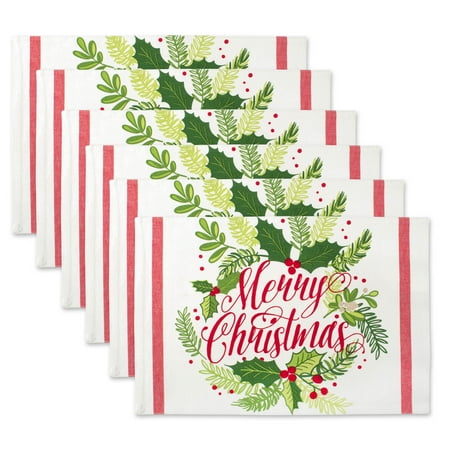 Multi Placemat (Design Imports Merry Christmas Print Kitchen Placemat Set, Set of 6, 19