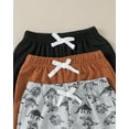 thumbnail image 6 of Infant Boys Clothes 3 Pack Baby Boy Pants 3 6 12 18 24 Months Toddler Boy Sweatpants Dinosaur Print 2T 3T Infant Boys Pants Black Brown Gray, 6 of 7