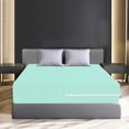 thumbnail image 3 of 100% Egyptian Cotton L Shape Zipper Mattress Cover, 800 TC, 6 Inch Deep Pocket Cal King Size (72x84), Stripe Aqua Blue, 3 of 6