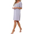 thumbnail image 4 of INSPIRE CHIC Women's Ruffle Nightgowns Ruffle Trim Cute Sleepshirts Summer Nightshirt Midi Shorts Sleeve Sleep Dress L Purple, 4 of 6
