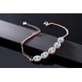 thumbnail image 4 of Gem Stone King 7.04 Ct Oval Blue Zircon 18K Rose Gold Plated Silver Bracelet for Women, 4 of 4