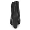 thumbnail image 3 of BLISSFUL STEP Women's Pointed Toe Zipper Wedge Heel Ankle Booties Black 6, 3 of 7