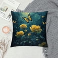 thumbnail image 2 of Leisuo Butterfly Throw Pillow Covers Rose Glitter Water Botanical Wings Nature Scenic Yellow Blue Washable Comfortable Decorative Sofa Couch Square Cushion Covers, 2 of 5