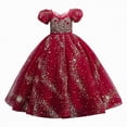 thumbnail image 1 of gdxvjhbj Robes Petite Fille Robes Filles Formelles Fête Mariage Tulle Sans Manches Contraste Maille Asymétrique Robe Taille 7-8 (Rouge, 7-8 Ans), 1 of 7